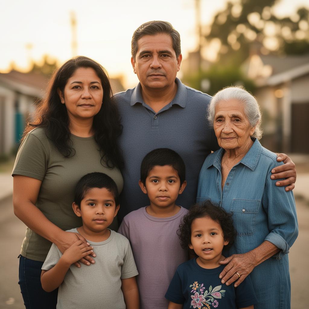 Hispanic family standing together